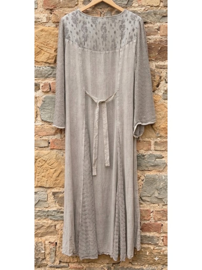 Holy Clothing New Xl 1x Maxi Dress Embroidered Button Chiffon Contrast Gray Long — image 2 of 4